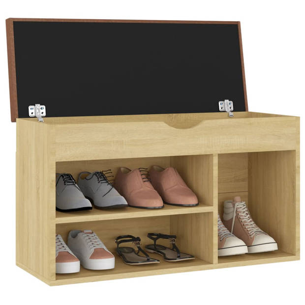 The Living Store Schoenenbank Sonoma Eiken - Spaanplaat/MDF - 80x30x47 cm