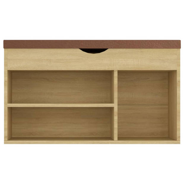 vidaXL Schoenenbank met kussen 80x30x47 cm bewerkt hout sonoma eiken