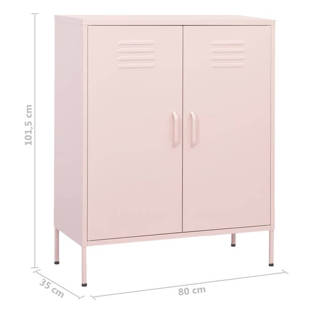 vidaXL Opbergkast 80x35x101,5 cm staal roze