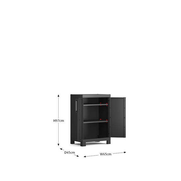 Keter Detroit lage opbergkast - 2 planken - 65x45x97cm - Zwart