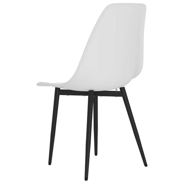 The Living Store Eetkamerstoelen Minimalistisch - Set van 2 - Wit - PP en Gepoedercoat Metaal - 46x52x84 cm (BxDxH)