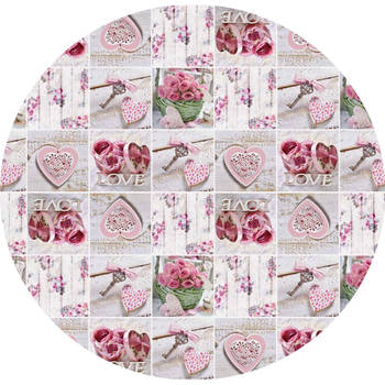 Wicotex Tafelzeil rond Love rozen - 160cm