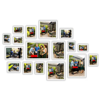 HAES DECO - Collage set 17 houten fotolijsten Paris wit - SP001903-17