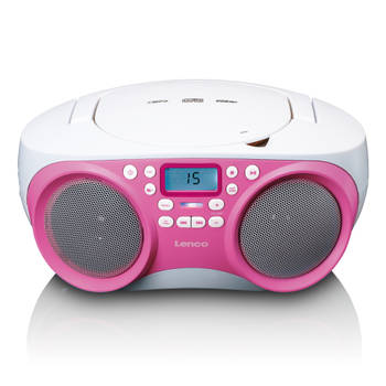 Draagbare FM Radio/CD/MP3 en USB-speler Lenco SCD-301PK Wit-Roze