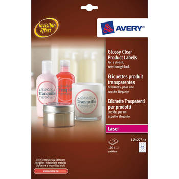 Produktetiket Avery rond 60mm transparant 10 vel 12 etiketten per vel