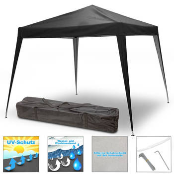 Partytent opvouwbaar / Vouwtent Paviljoen 330x330 cm - Zwart