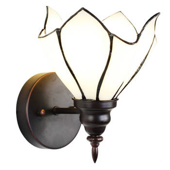 Clayre & Eef Cremekleurige Wandlamp Tiffany 23*17*19 cm E27/max 1*40W 5LL-6187