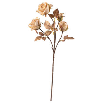 Kunstbloem roos dry look beige 52cm