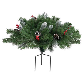 The Living Store Kerstboom - PVC - 40 cm - Met dennenappels en rode bessen