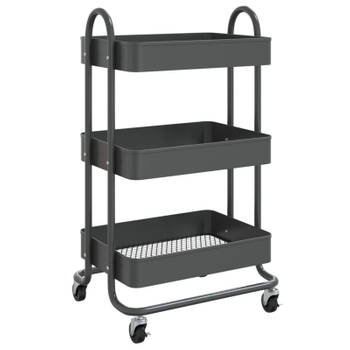 vidaXL Trolley 3-laags 43x34x79 cm staal antracietkleurig