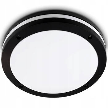 LED Plafondlamp - Badkamerlamp - Prixa Pauly - Opbouw - Rond - E27 Fitting - Spatwaterdicht IP44 - Mat Zwart - Kunststof