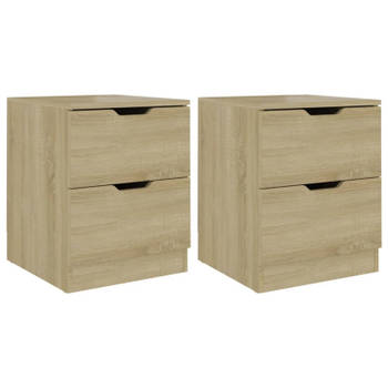 vidaXL Nachtkastjes 2 st 40x40x50 cm bewerkt hout sonoma eikenkleurig