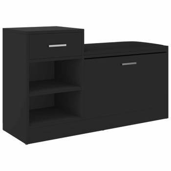 vidaXL Schoenenbank 94,5x31x57 cm bewerkt hout zwart