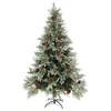 The Living Store Scharnierende Kerstboom Groen/Wit 120cm - PVC/PE - Met 150 LEDs