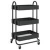 vidaXL Trolley 3-laags 43x34x79 cm staal zwart