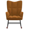 The Living Store Schommelfauteuil Blokpatroon - 61 x 78 x 98 cm - Bruin Fluweel