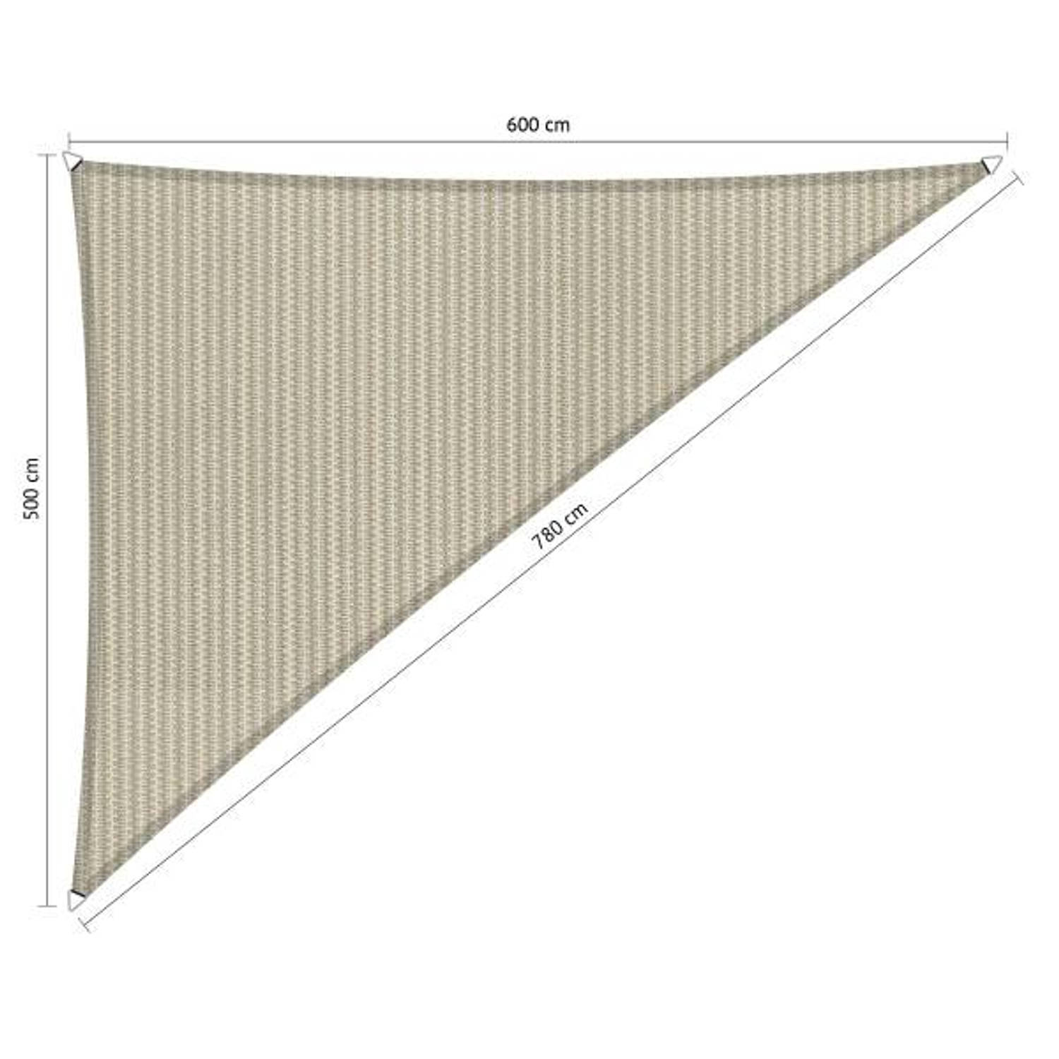 Compleet Pakket: Shadow Comfort Driehoek 5x6x7,8m Sahara Sand Met Rvs Bevestigingsset En Buitendoekr