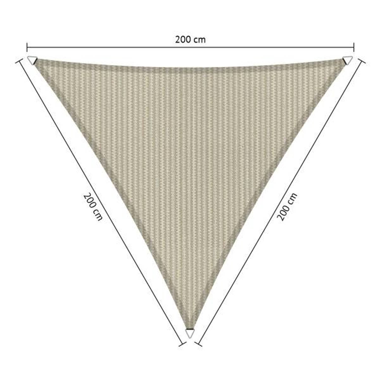 Compleet Pakket: Shadow Comfort Driehoek 2x2x2m Sahara Sand Met Rvs Bevestigingsset En Buitendoekrei