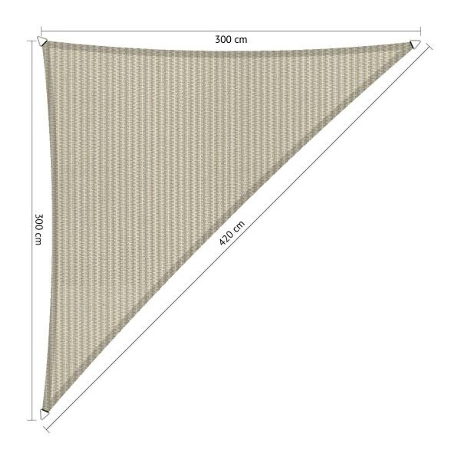 Compleet Pakket: Shadow Comfort 90 Graden Driehoek 3x3x4,2m Sahara Sand Met Rvs Bevestigingsset En B