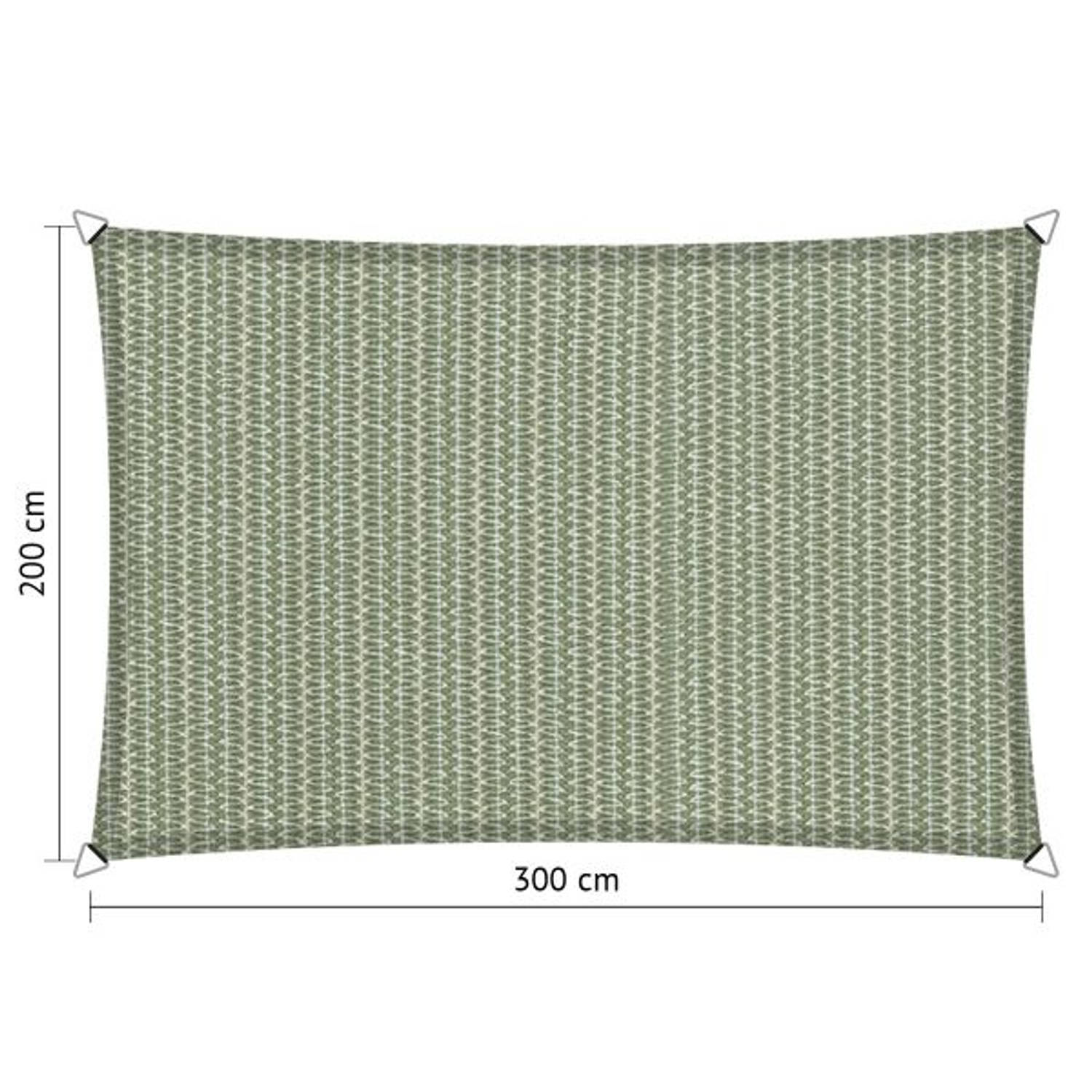 Shadow Comfort rechthoek 2x3m green met Bevestigingsset enset