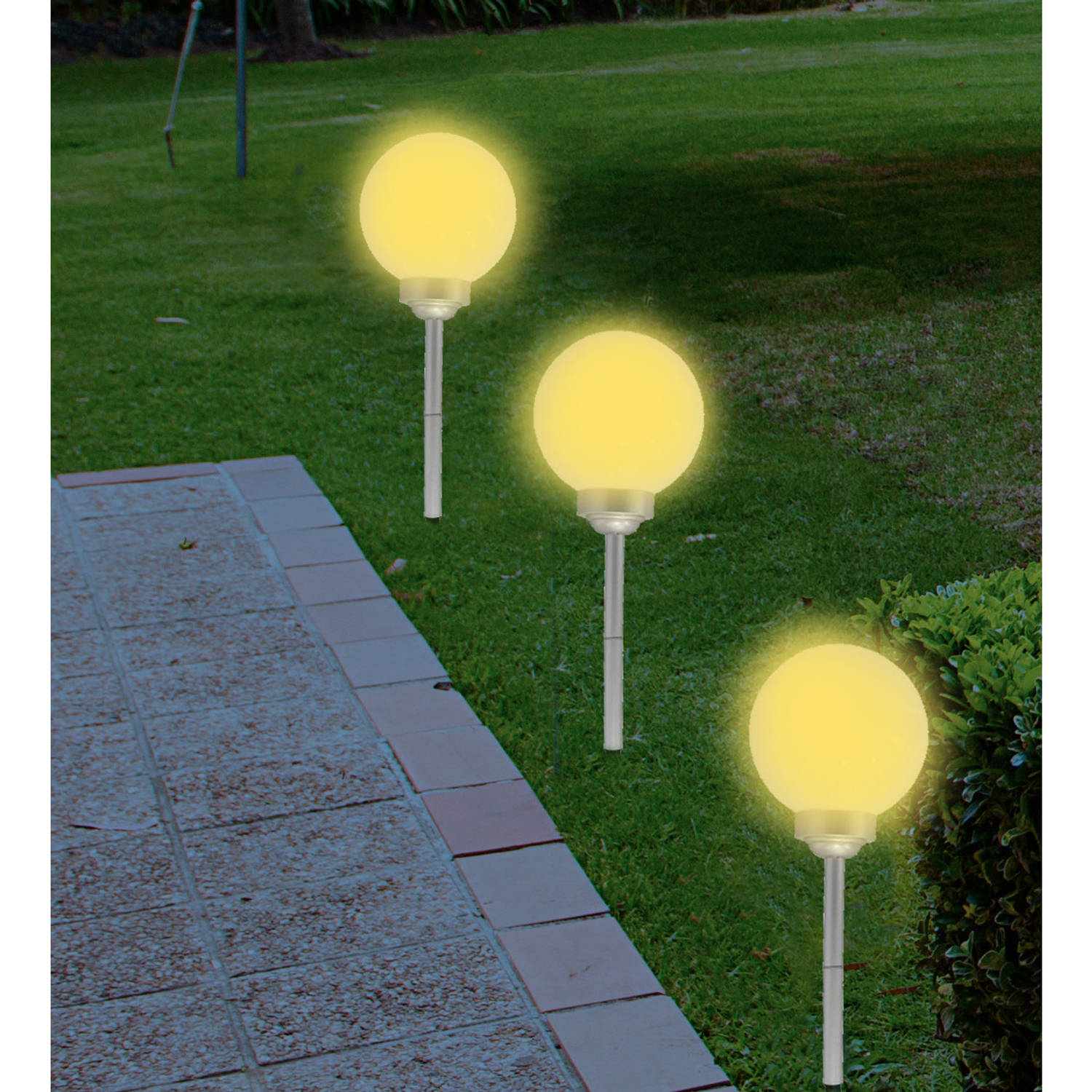 Donder Afdeling Vlak Set van 2x stuks solar tuinlampen/prikspots bol op zonne-energie 56 cm -  Prikspotjes | Blokker