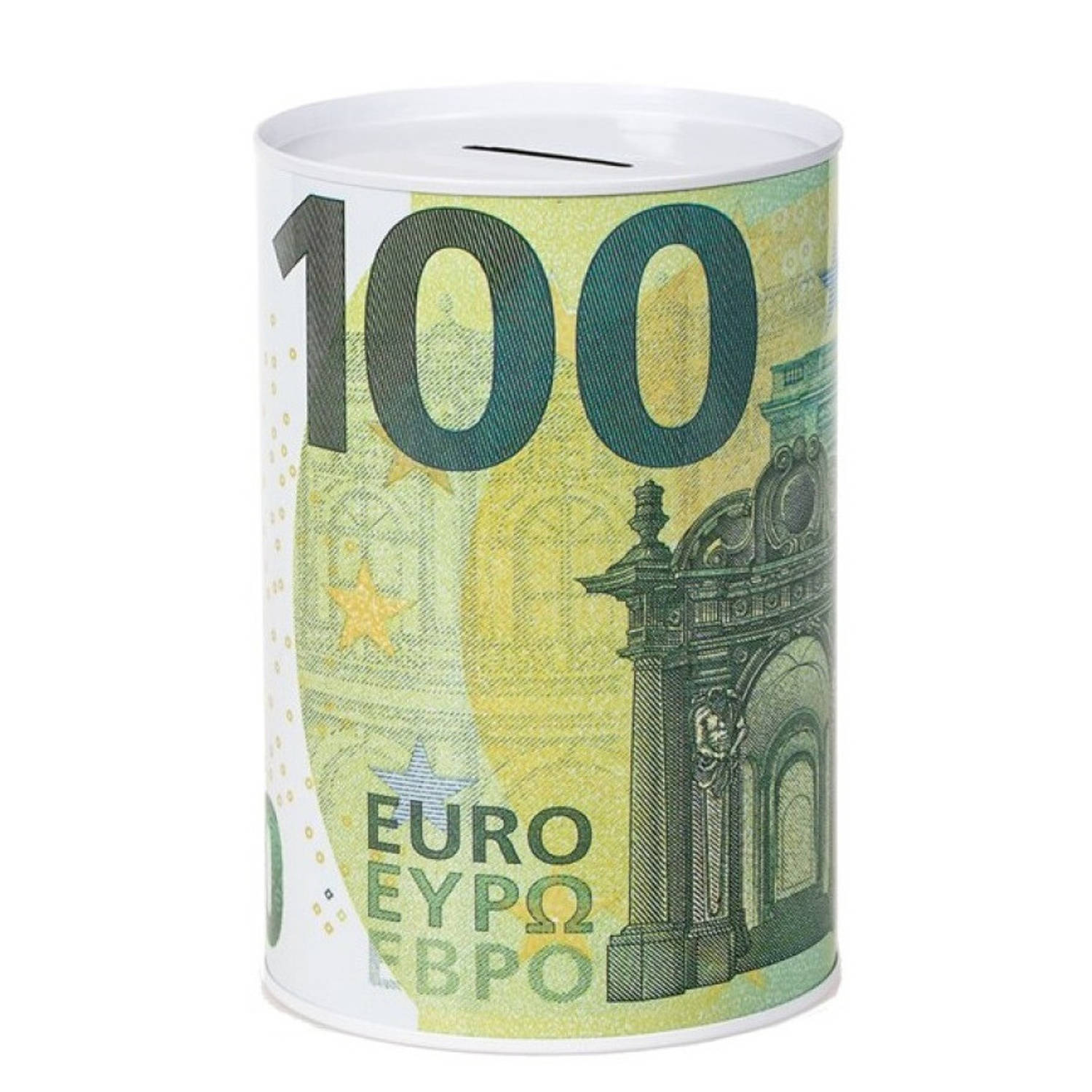 Spaarpot 100 euro biljet print metaal 10 x 15 cm - Spaarpotten