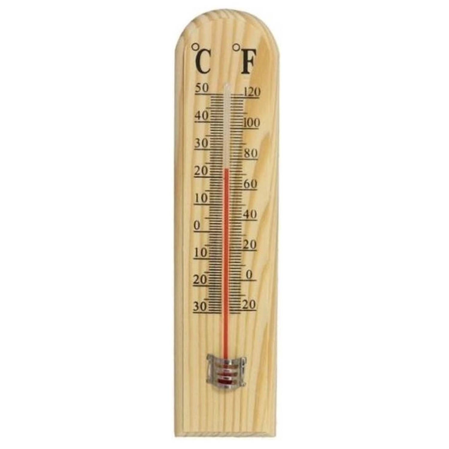 Mark Krijgsgevangene knijpen Binnen/buiten thermometer hout 20 x 5 cm - Buitenthermometers | Blokker
