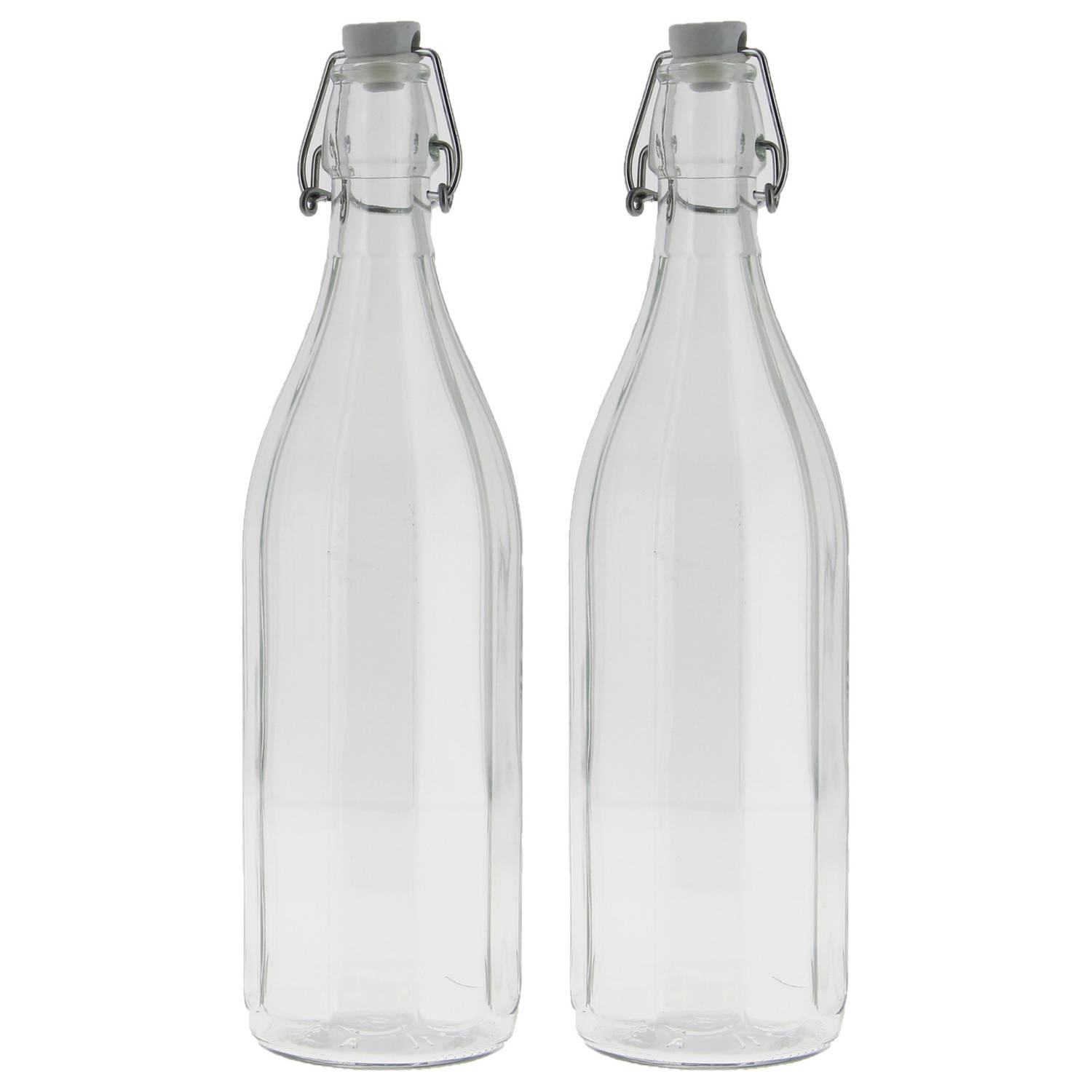 De Kamer draad maart Glazen fles transparant met beugeldop van 1 liter/1000 ml - Drinkflessen |  Blokker