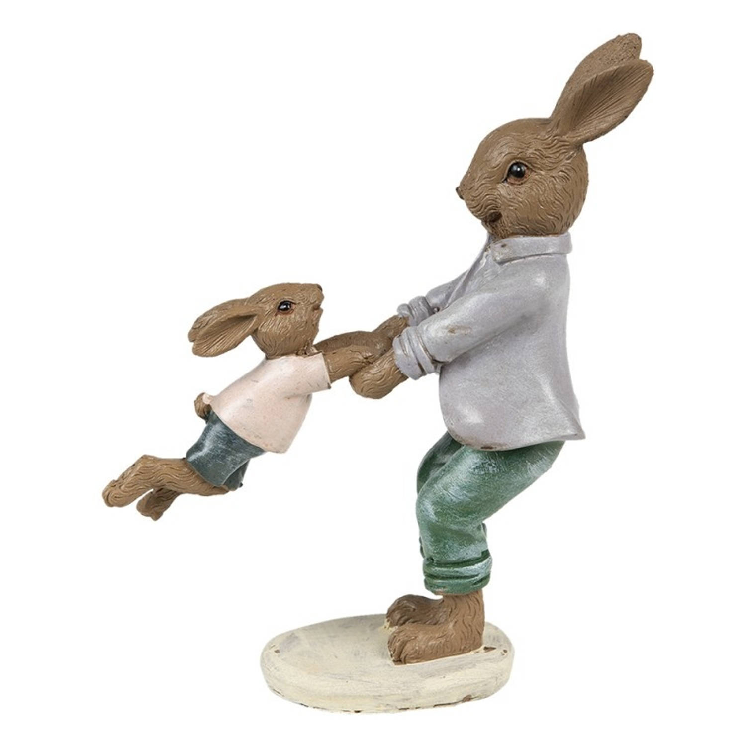 Clayre & Eef Groene Decoratie konijnen 12*5*14 cm 6PR3538