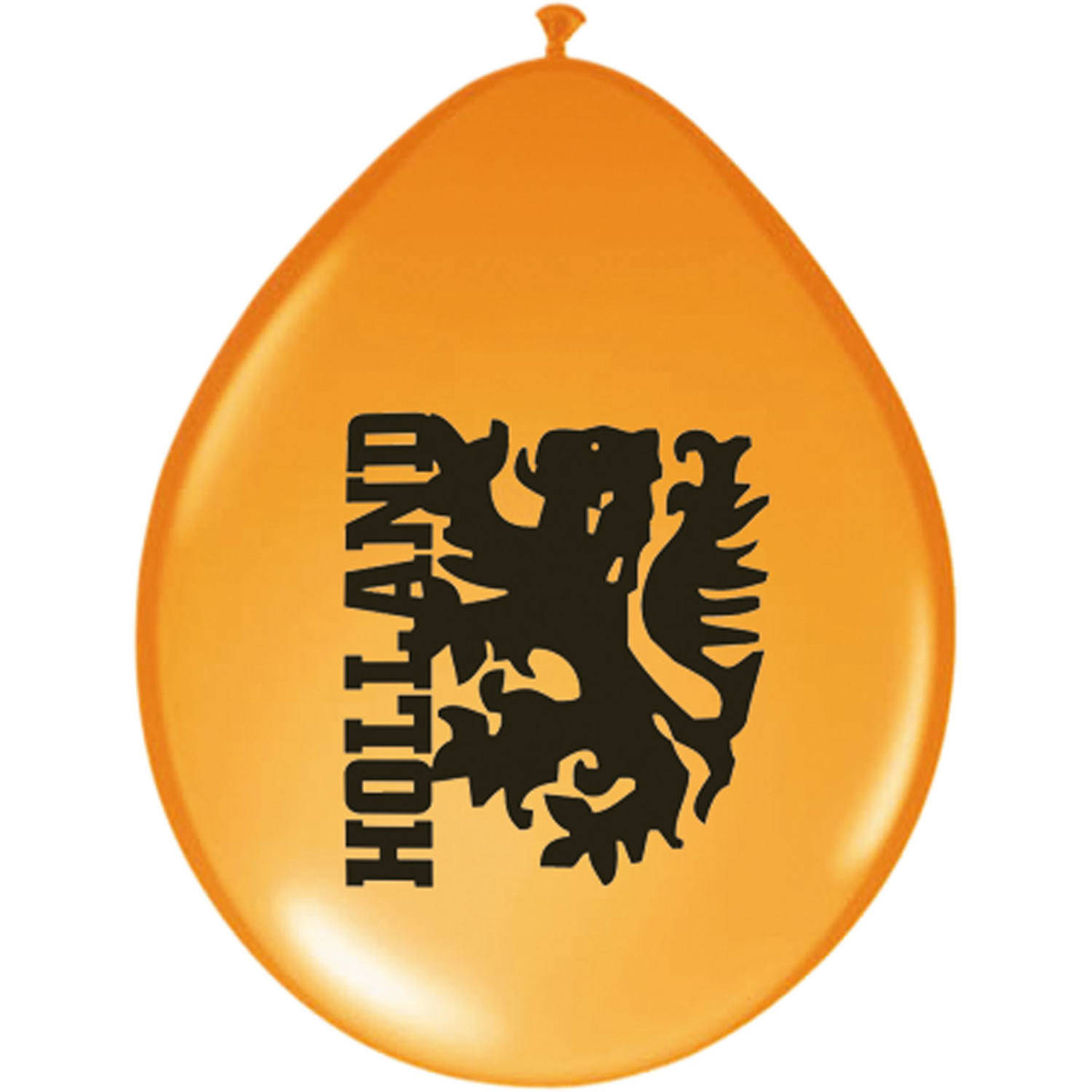 Folat ballonnen leeuw 23 cm latex oranje/zwart 8 stuks