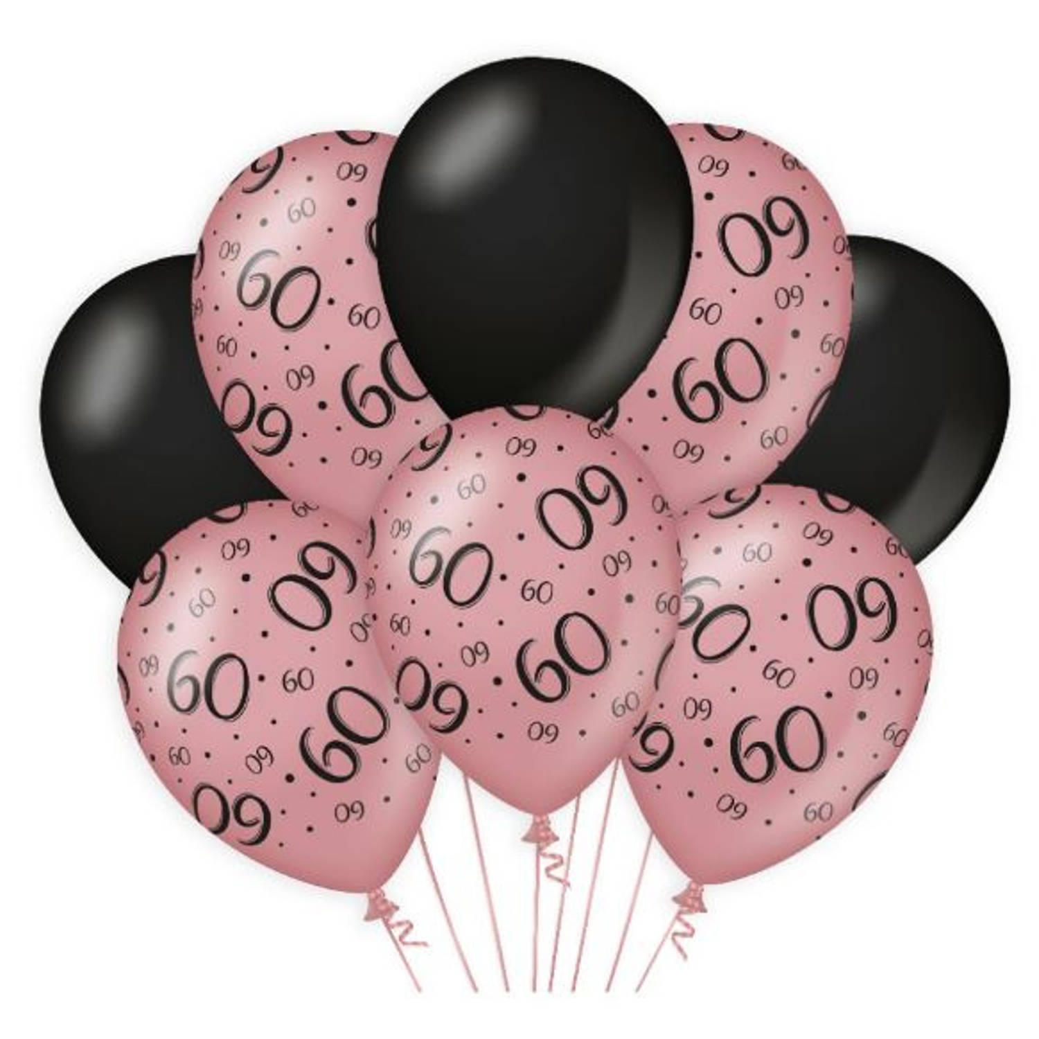 Paper Dreams ballonnen 60 jaar dames latex roze/zwart
