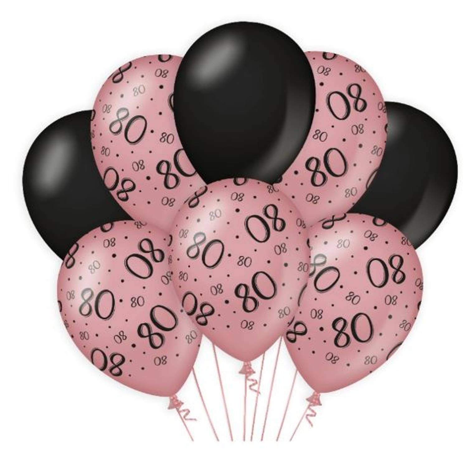 Paper Dreams ballonnen 80 jaar dames latex roze/zwart