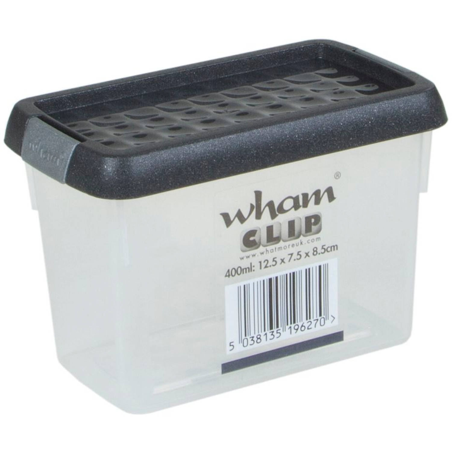 Wham - Wham Clip Opbergbox met Deksel 400 ml - Kunststof - Grijs
