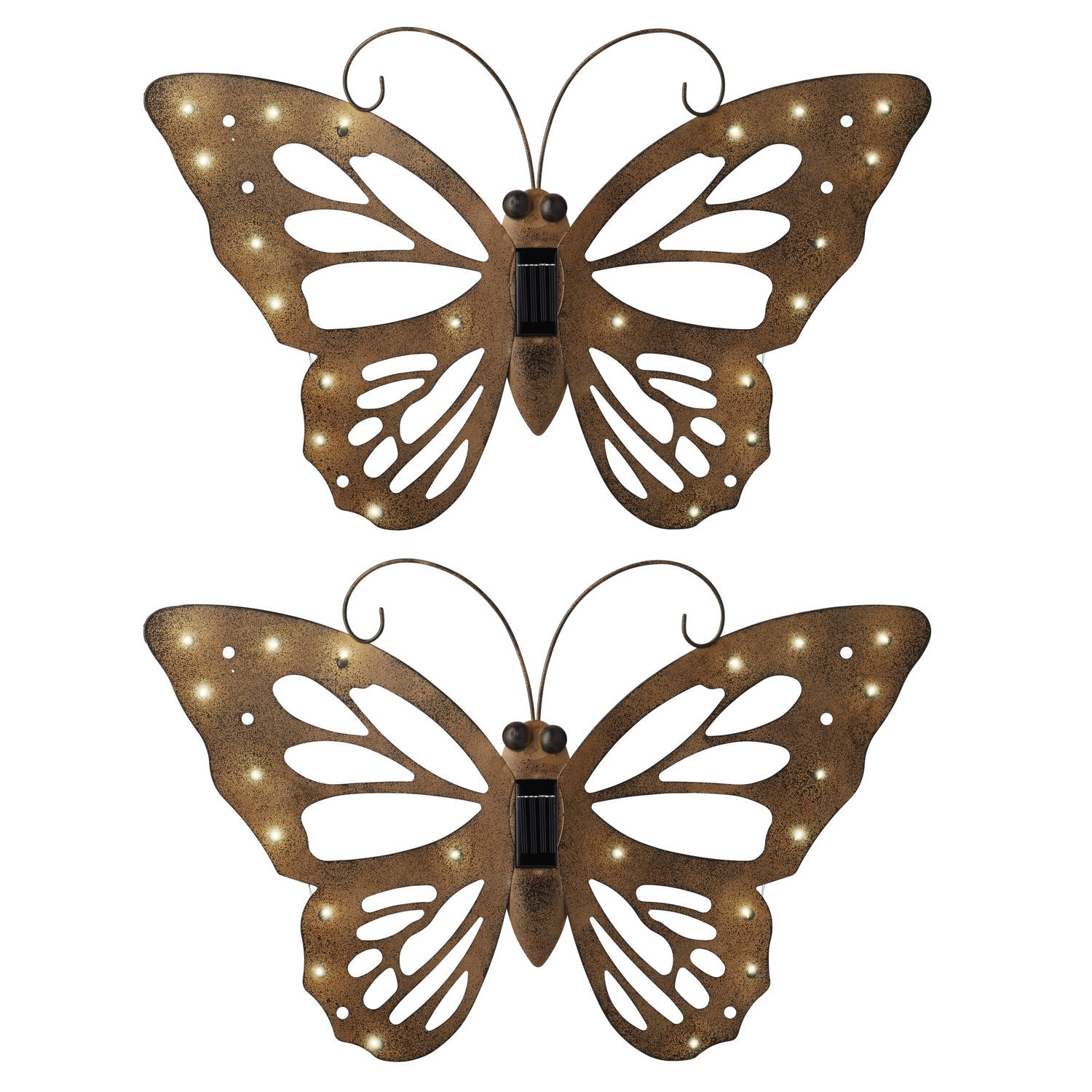Wrak Habitat De slaapkamer schoonmaken 2x stuks ijzeren decoratie vlinder met solar verlichting 53 x 35 cm -  Tuinbeelden | Blokker