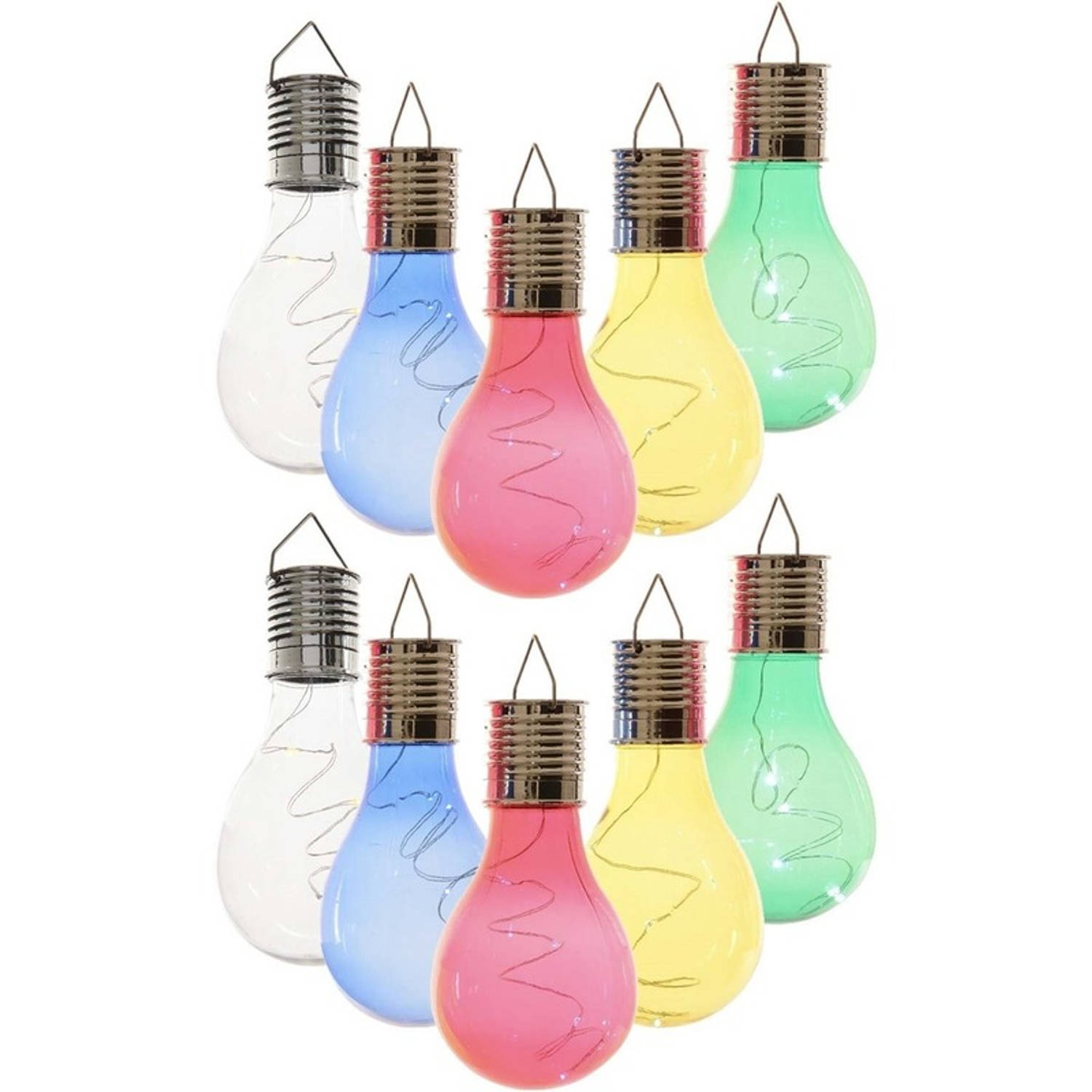 10x Buitenlampen-tuinlampen Lampbolletjes-peertjes 14 Cm Transparant-blauw-groen-geel-rood Buitenver