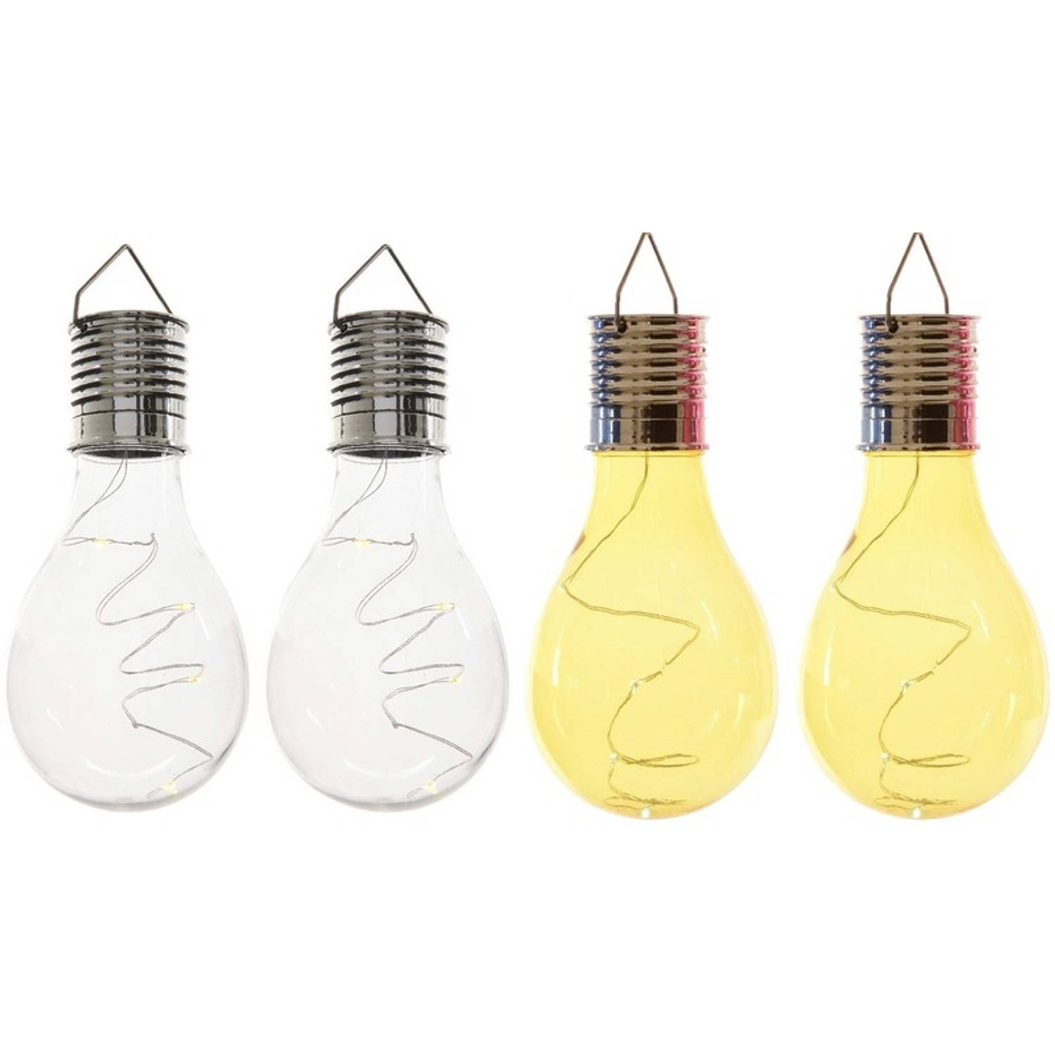 4x Buitenlampen-tuinlampen Lampbolletjes-peertjes 14 Cm Transparant-geel Buitenverlichting