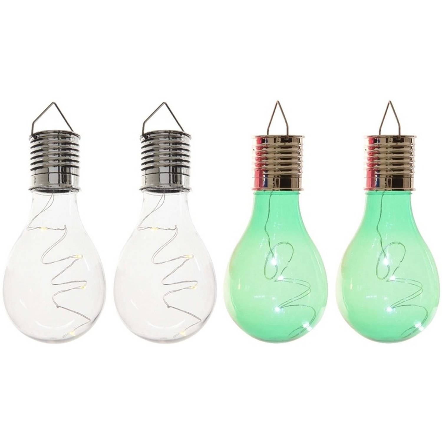4x Buitenlampen-tuinlampen Lampbolletjes-peertjes 14 Cm Transparant-groen Buitenverlichting