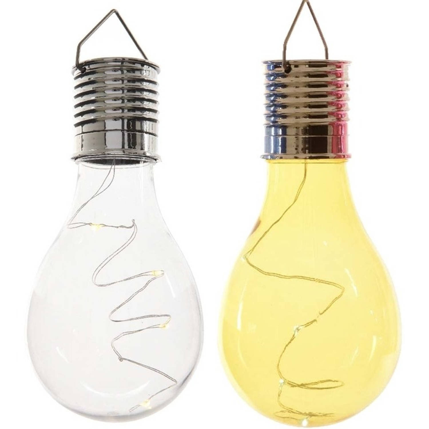 2x Buitenlampen-tuinlampen Lampbolletjes-peertjes 14 Cm Transparant-geel Buitenverlichting