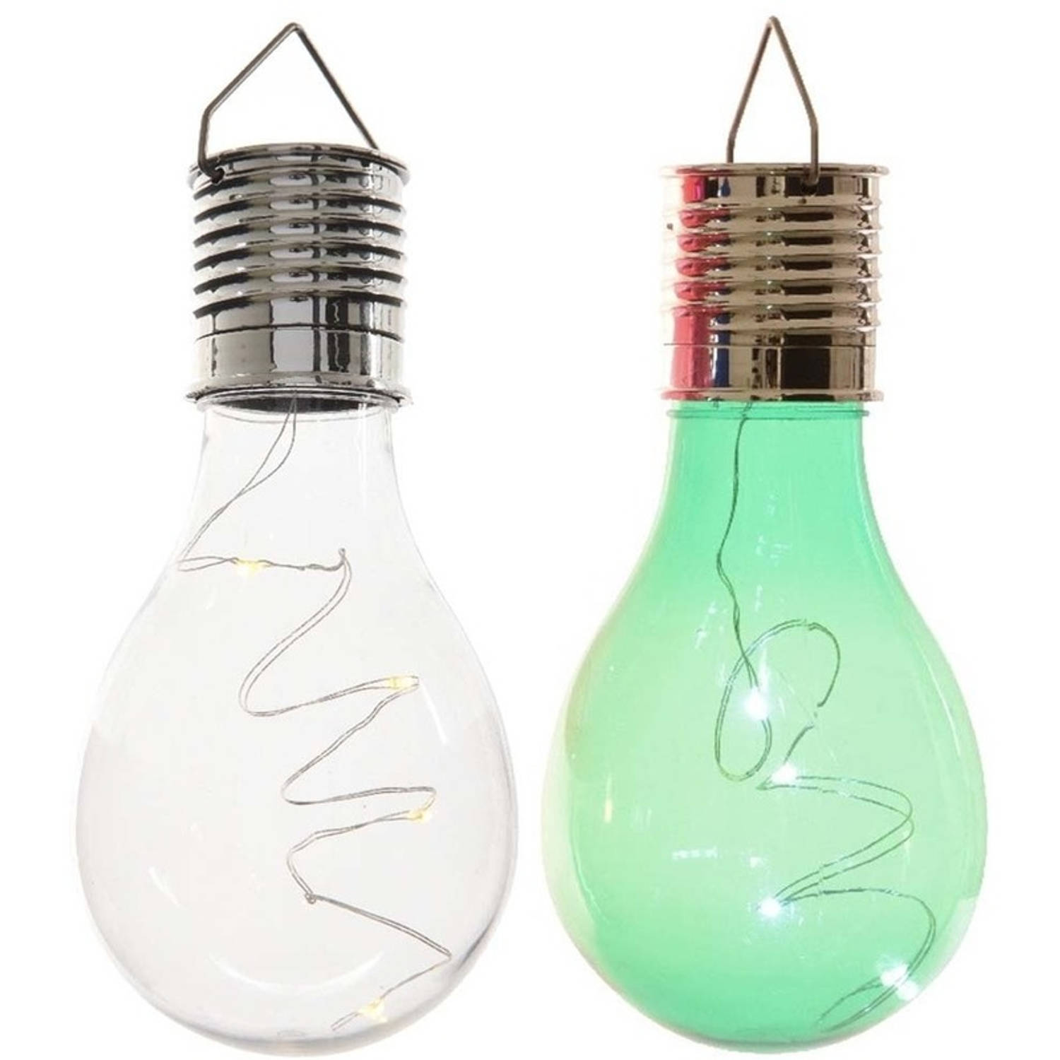 2x Buitenlampen-tuinlampen Lampbolletjes-peertjes 14 Cm Transparant-groen Buitenverlichting