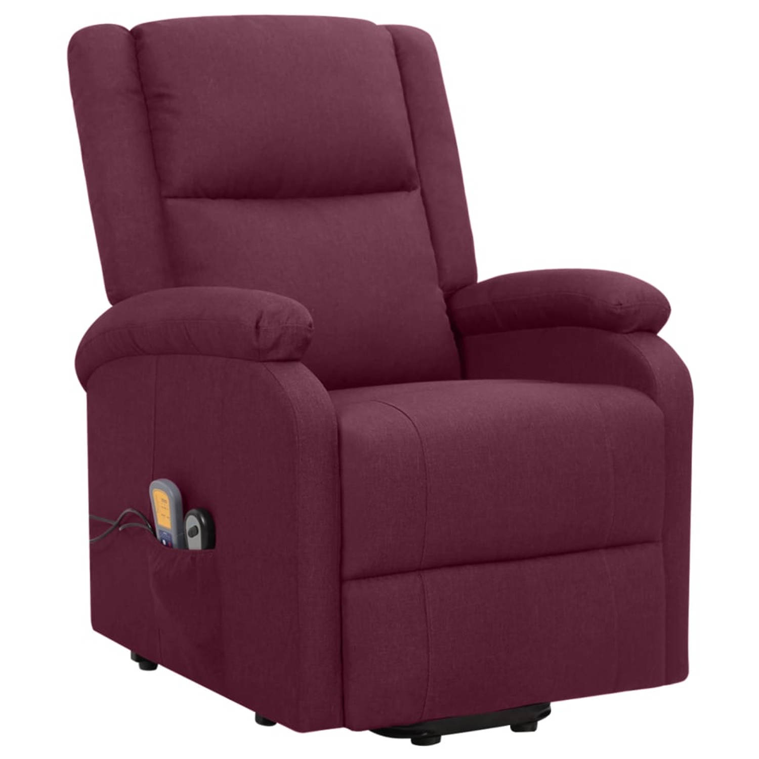 The Living Store Sta-op-massagestoel stof paars - Fauteuil