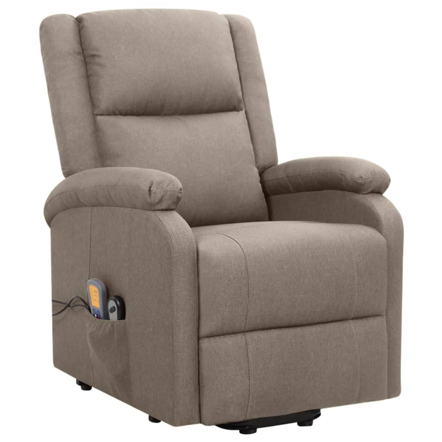 The Living Store Sta-op-massagestoel stof taupe - Fauteuil