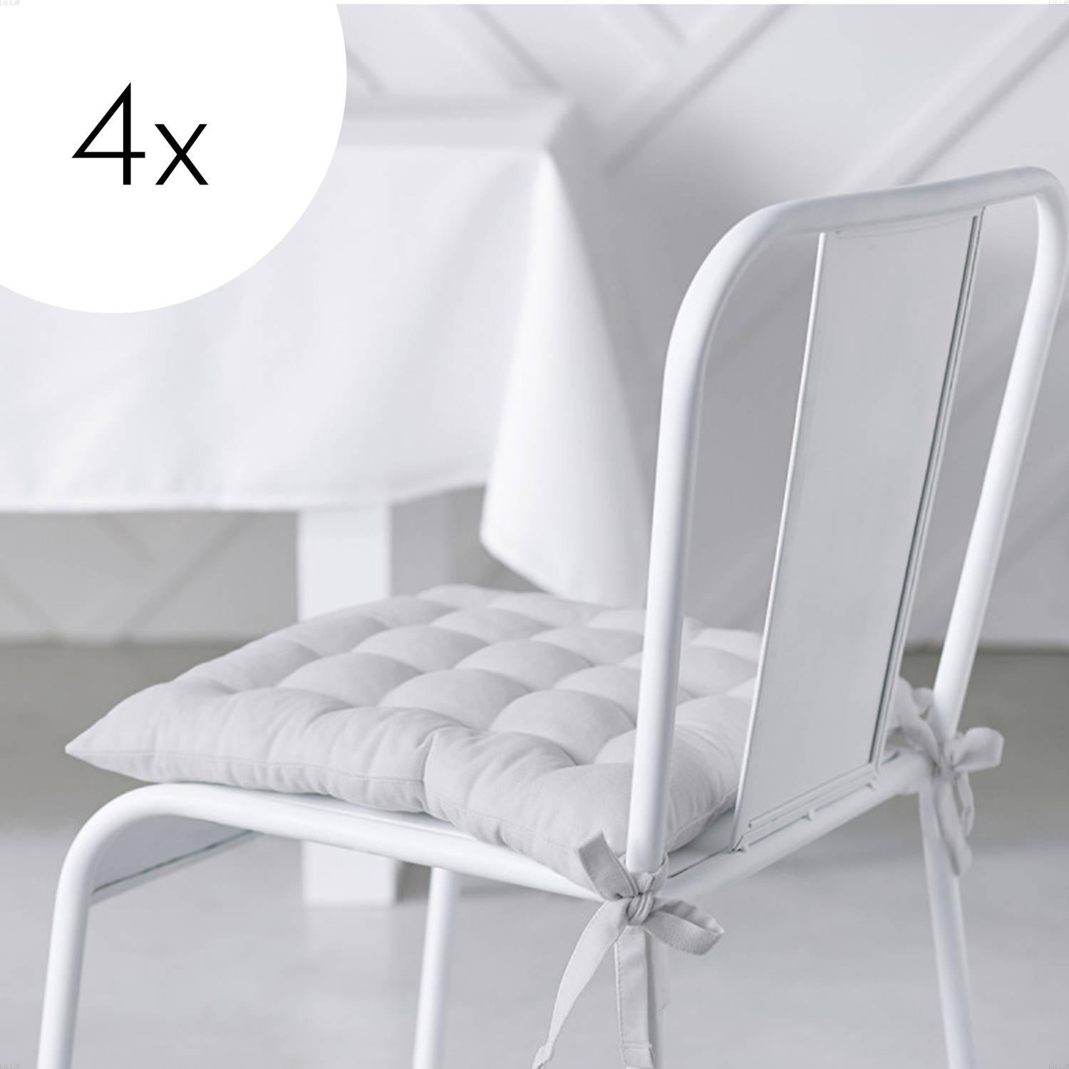 Mentaliteit Herhaald Nauwgezet Today zitkussen set 4x stoelkussens voor eetkamer - Wit - stoelkussen -  35x35 cm Zitkussens met lint – 4 Kussens voor | Blokker