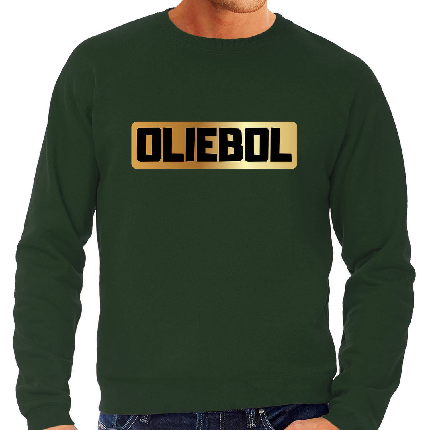 Oliebol foute Oud en nieuw trui/ sweater groen voor heren S - kerst truien