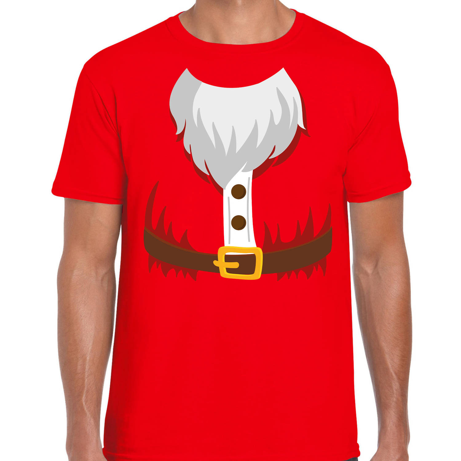 Kerstman kostuum verkleed t-shirt rood voor heren 2XL - Kerst kostuums