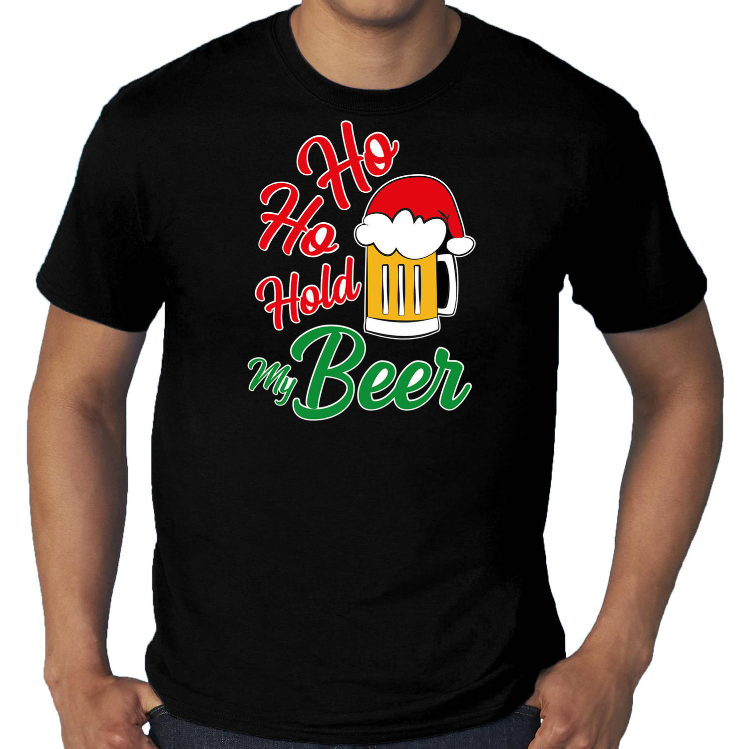 Zwart Kerst shirt / Kerstkleding Ho ho hold my beer voor heren grote maten 3XL - kerst t-shirts