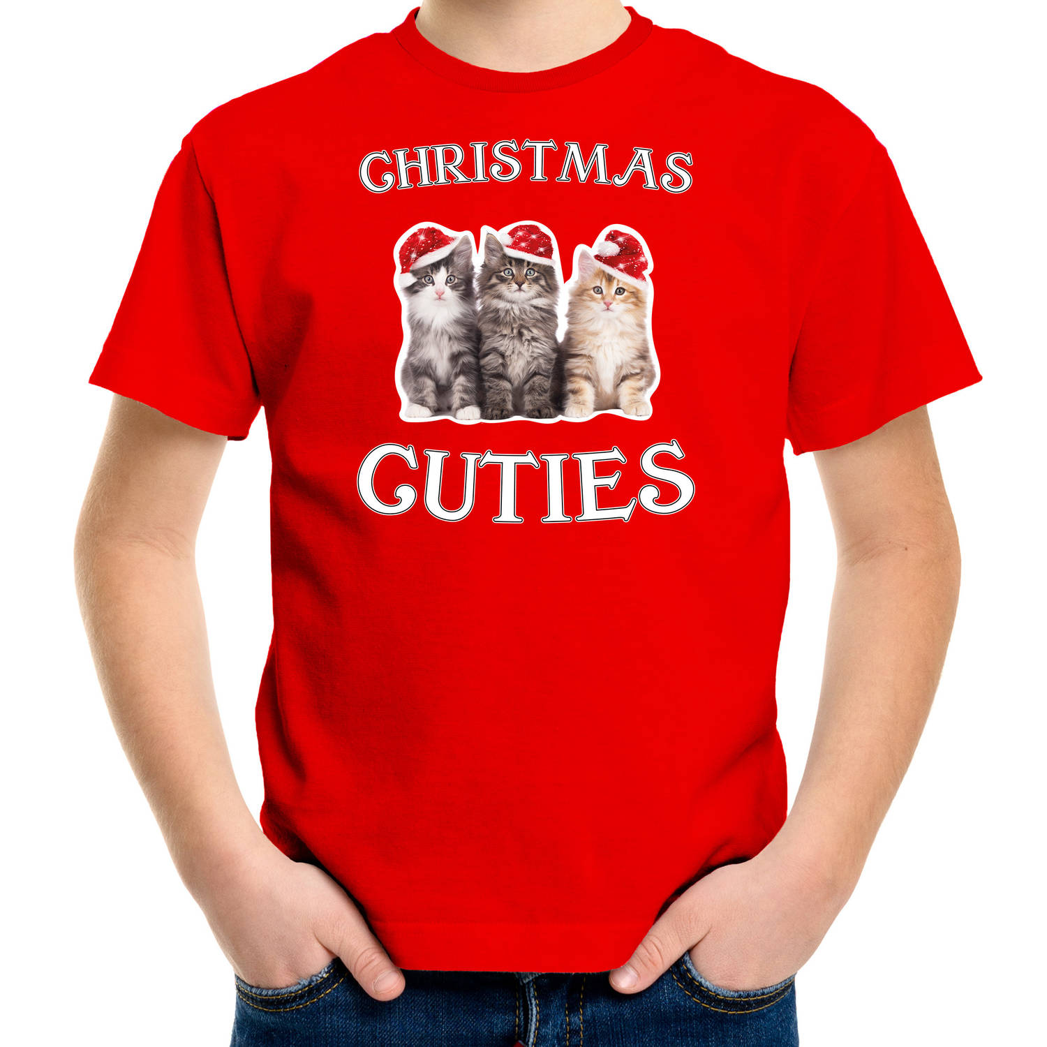 Rood Kerstshirt / Kerstkleding Christmas cuties voor kinderen S (110-116) - kerst t-shirts kind