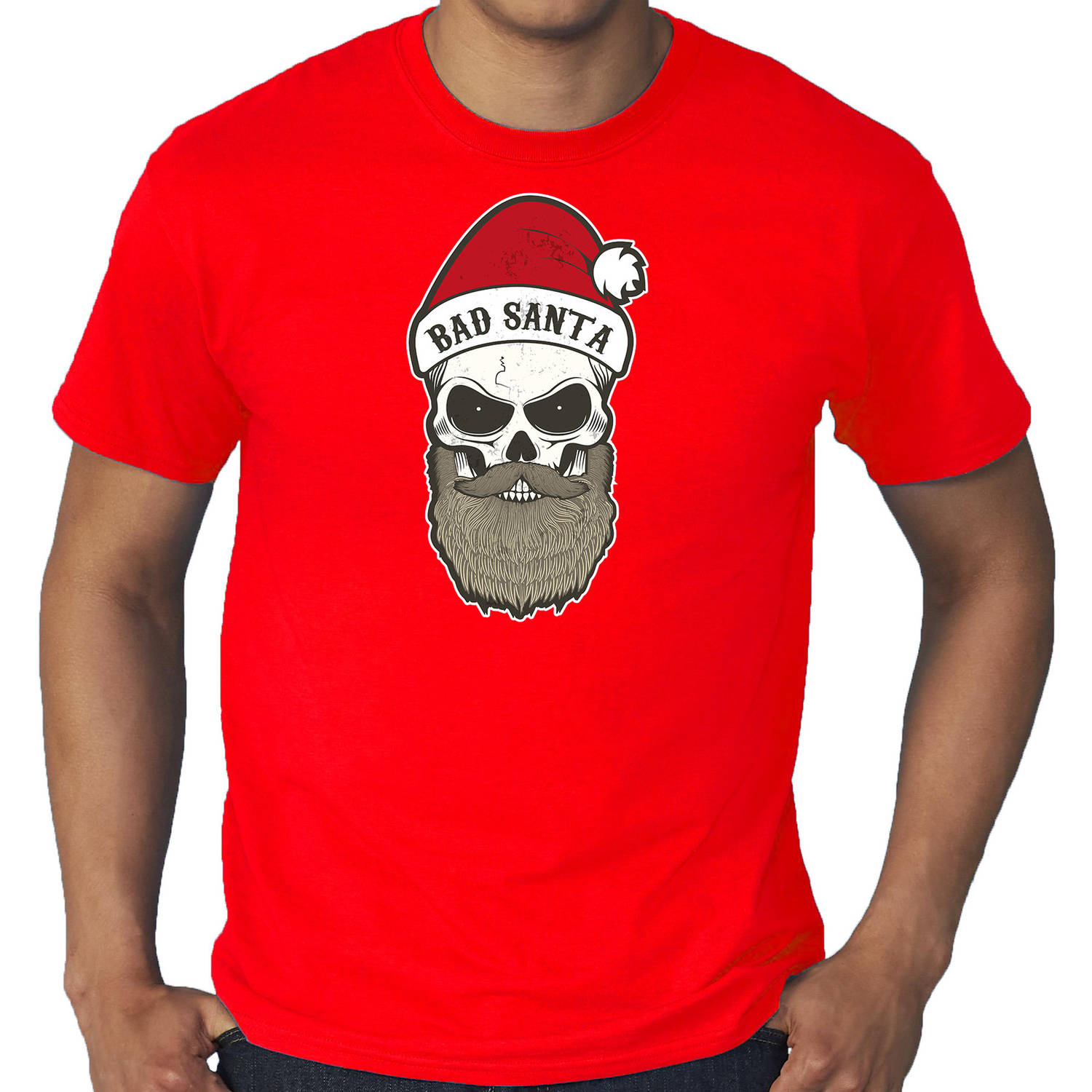 Rood Kerst shirt/ Kerstkleding Bad Santa voor heren grote maten 4XL - kerst t-shirts