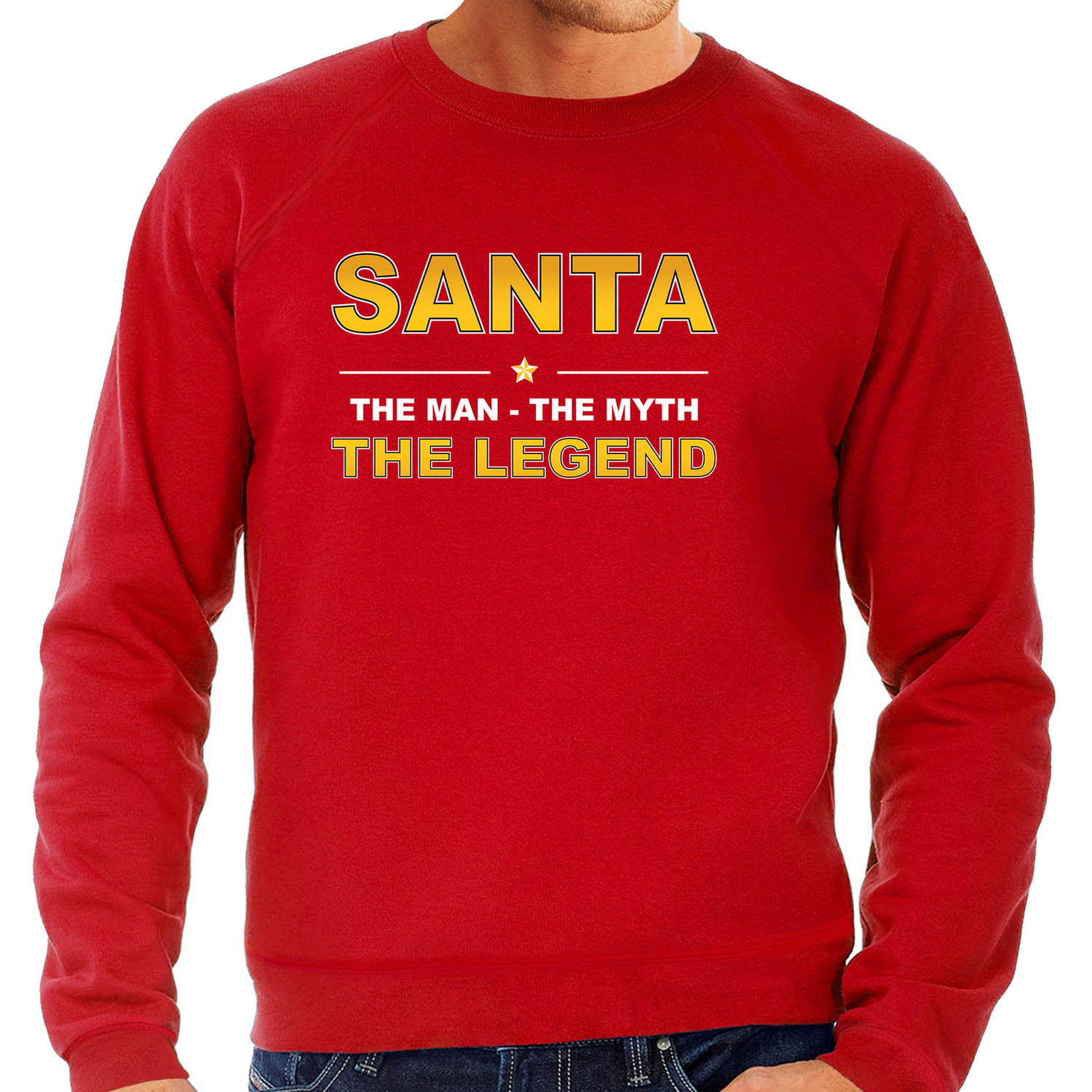 The man, The myth the legend Santa sweater / trui rood voor heren L - kerst truien