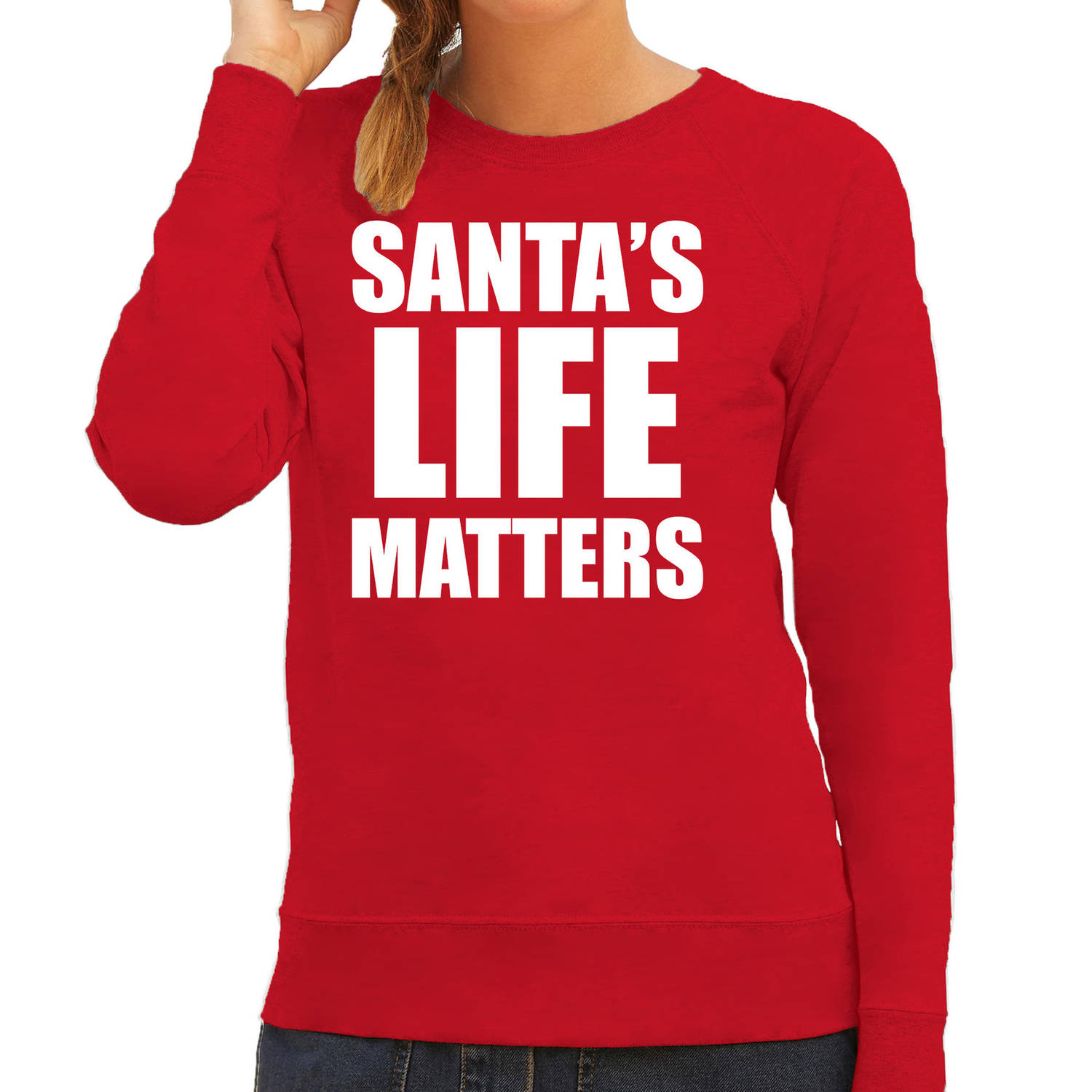 Rode foute Kersttrui/ Kerstkleding Santas life matters voor dames XL - kerst truien
