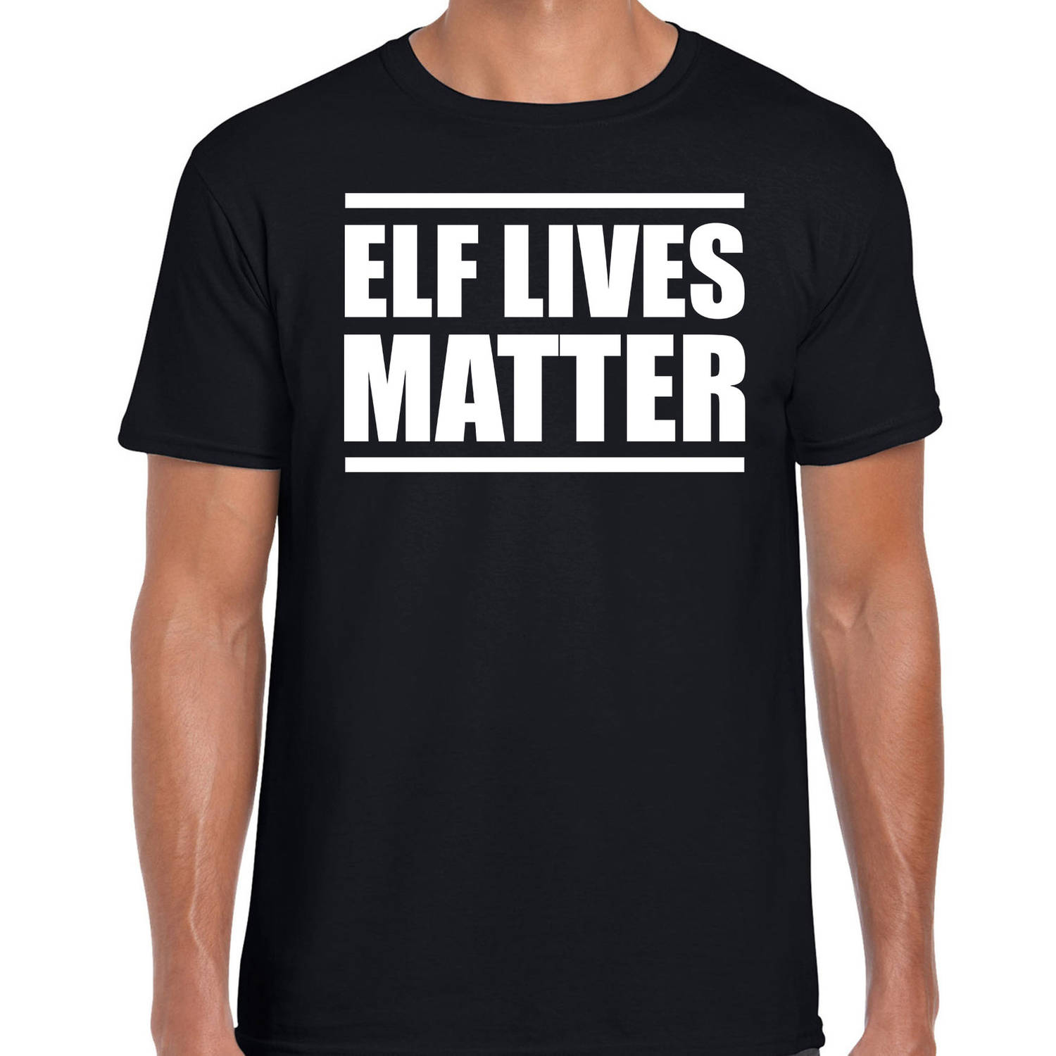 Zwart Kerstshirt / Kerstkleding Elf lives matter voor heren M - kerst t-shirts